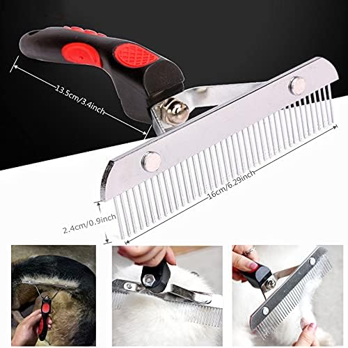 Undercoat Rake for Dogs,Long-haired Pet Grooming Shedding Brush with Handle