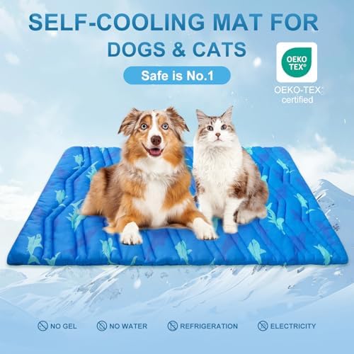 BEAUTYZOO Cooling Mat for Medium Dogs, 36x23in Reversible Pad, Self-Cooling