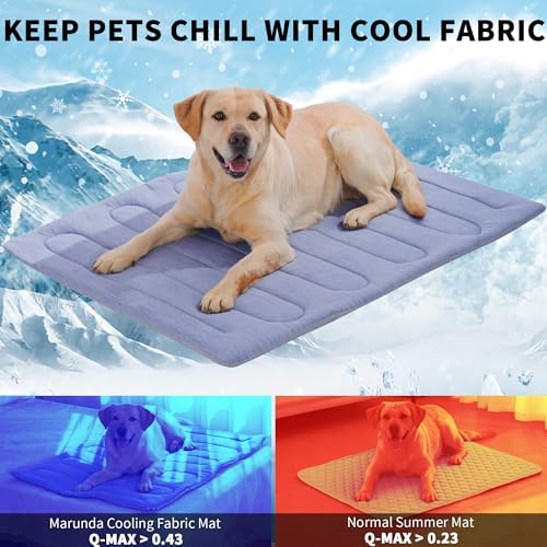 Cooling Mat for Large Dogs, Q-Max>0.46 - Self-Cooling Dog Bed with Arc-Chill Technology,Washable Dog Cooling Mat for Small & Medium Dogs, Indoor Outdoor Kennel Floor Use (36" x 24" - Large-Crate)