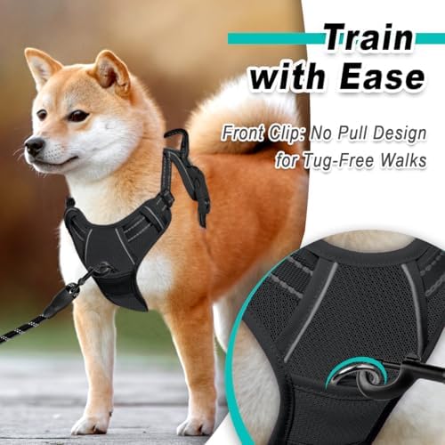 BARKBAY Dog Harness for Large Dog No Pull Mesh 2 Clips Dog Vest
