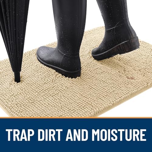 OLANLY Dog Door Mat for Muddy Paws 44x32, Super Absorbent Chenille Mud Mat