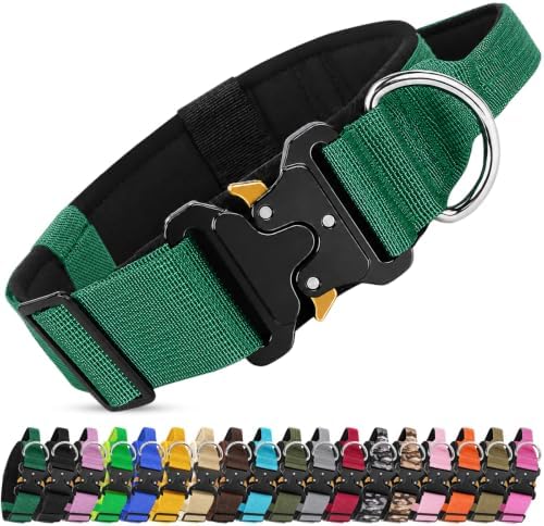 Tactical Heavy Duty Dog Collar with Handle for Medium Large Dogs