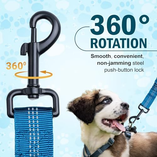Hands Free Dog Leash with Waist Belt – No-Pull Bungee, Dual Padded Handles & Zipper Pouch for Running, Walking & Training – Adjustable Waist Leash for Large & Medium Dogs