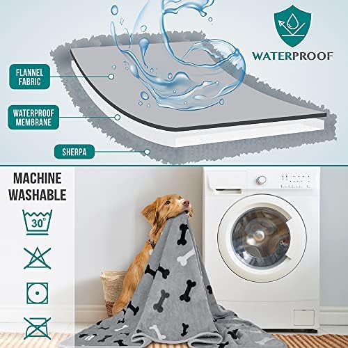 PetAmi Waterproof Dog Blanket Puppy Cat Medium Couch Cover, 29x40 Bone Grey