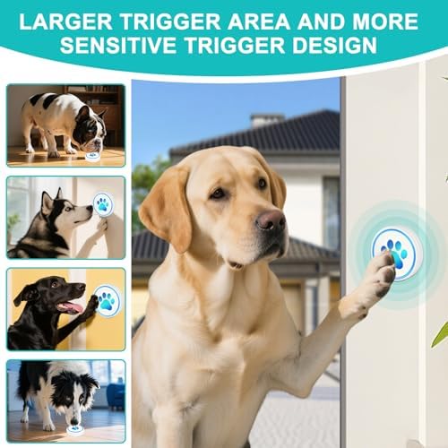 Dog Door Bell for Potty Training, Smart Wireless Doggie Doorbell to Go Outside, 1000 Feet Long Range with IP65 Waterproof Super-Light Touch Button, 60 Melodies & Adjustable Volume (White)