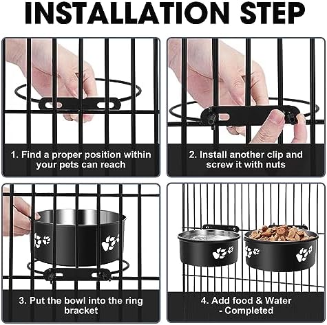 Kennel Water Bowl Hanging, Food and Water Bowl for Dog Cage, Crate, 2 Pack