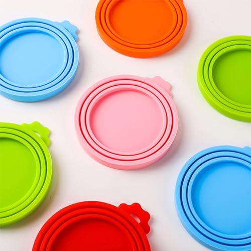 Yobbai 6 packs Pet Food Can Lids, Food Safe BPA-Free & Dishwasher Safe, Can Covers with 2 Stainless Steel Spoons, Most Standard Size Dog and Cat Can Tops