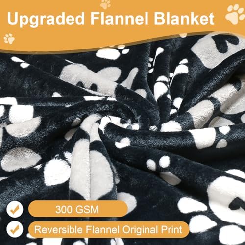 Blanket for Large Dogs Soft Reversible Cute Paw 40"x31" 3 Pack