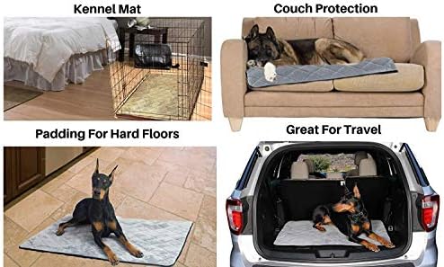 4Knines Extra Large Dog Crate Mat – Waterproof, Non-Slip, Machine Washable Crate Mat – Soft, Durable Kennel Mat for Dogs – Pet Bed for Crates, Travel or Home Use - Large (Grey)