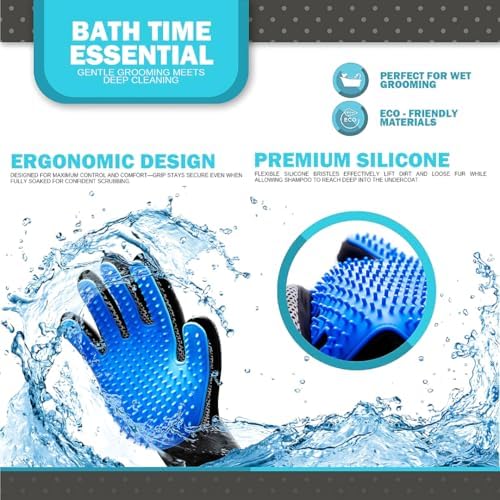 Dog Grooming Gloves for Shedding, Pet Grooming Gloves for Dogs and Cats, Deshedding Brush Glove for Pets, Hands On Glove for Grooming Dogs with Soft Silicone Tips for Effective Hair Removal