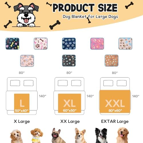 Rezutan Premium Blanket for Large Dogs, Cute Paw Pattern, Black 60x50 Inch