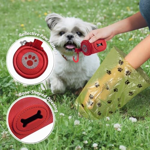 FURHAB Dog Poop Bag Holder for Leash with Carabiner Clip Soft Fabric