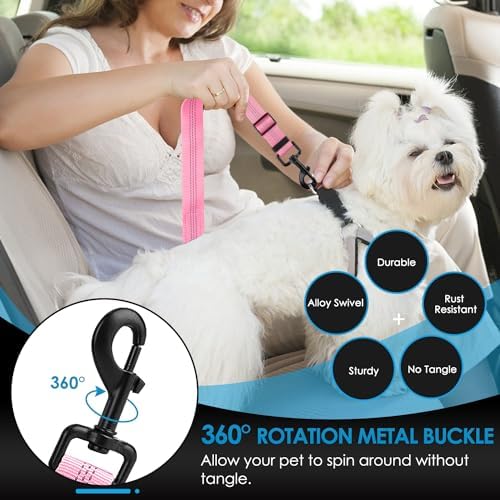 Lukovee Dog Seat Belt, 2 Pack, 3-in-1 Headrest & Seatbelt Clip & Latch