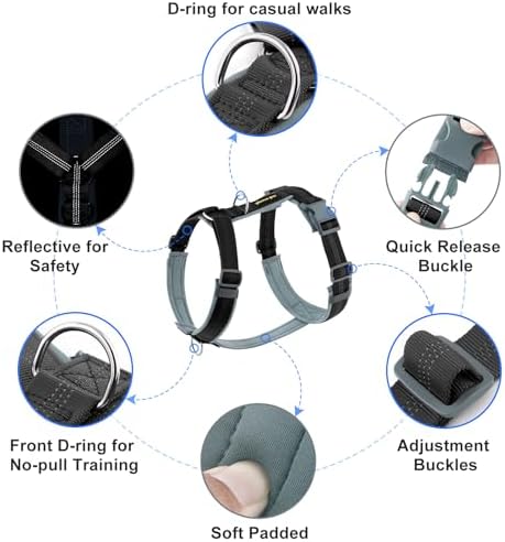 Plutus Pet No Pull Dog Harness, Adjustable Nylon Harness with Soft Padding