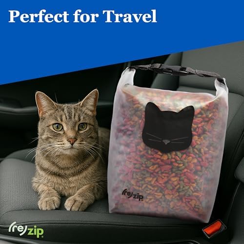 (re) zip Cat Food Storage Bag & Kibble Carrier, 14-Cup Roll Top, Black