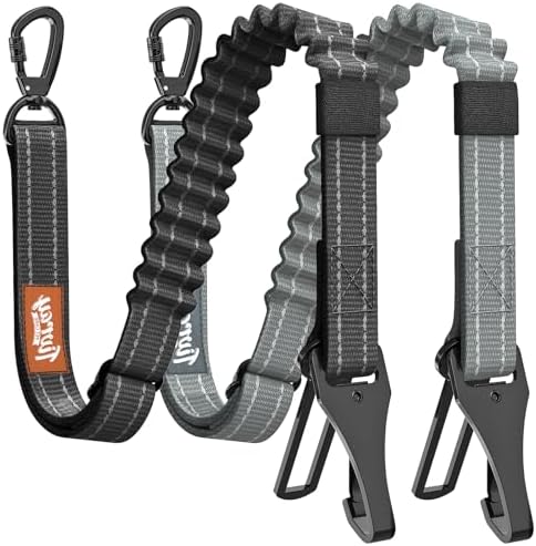 2Pcs Dog Seat Belt, Dog Car Seat Belt Bungee for Pet, Gray & Black