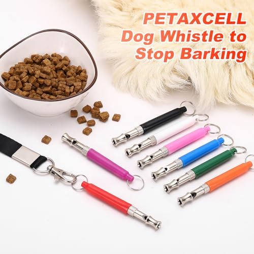 Dog Whistle, Dog Whistle to Stop Barking, Adjustable Ultrasonic Silent Pet Barking Stopper with Lanyard, (White/Red, 2 Pcs) Intended for All Puppies/Recall Control/Command Training