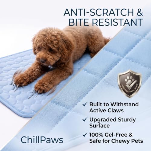 ChillPaws Cooling Mat, Summer Breathable Ice Silk Cooling Pet Mat, Washable Self-Cooling Bed Pad, Chill Crate Pad for Floor Mattress & Sofa Couch, Multi-Sizes for All Dogs & Cats，Gray：X-Large