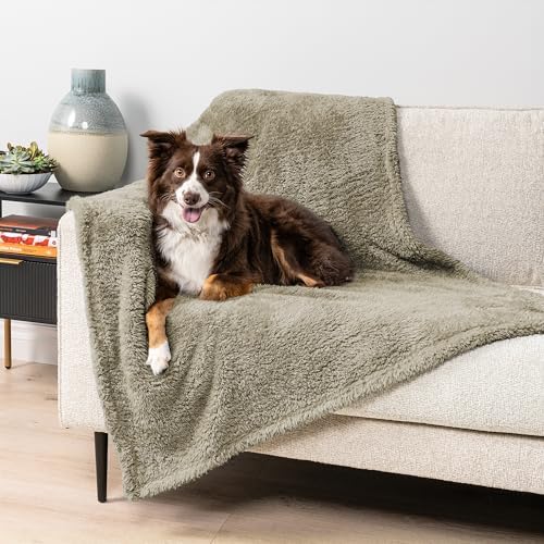 PetAmi Fluffy Sherpa Waterproof Dog Blanket for Large Pet Cat, 40x60 Taupe
