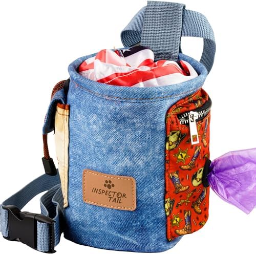 INSPECTOR TAIL Dog Treat Pouch for Training, Drawstring Bag, Hands Free