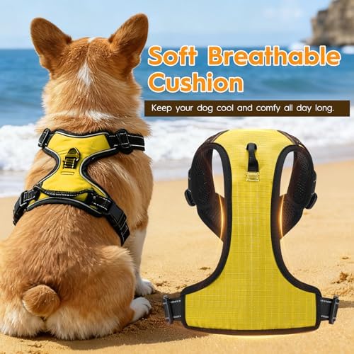 No Pull Dog Harness, No-Choke Soft Padded Reflective Dog Vest Harness with Front Clip & Top Handle, 2 Quick-Release Buckles, Adjustable for Small Medium Large Dogs