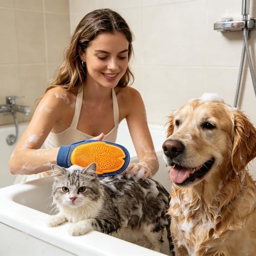 Dog Bath Gloves 1 Pair Reusable Washable Massager