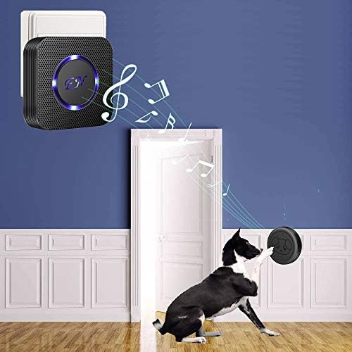Dog Door Bell, Wireless Doggie Doorbells for Potty Training, Door Bell for Dogs to Go Outside, Dog Bells (Black, 1 Receiver 4 Transmitters)