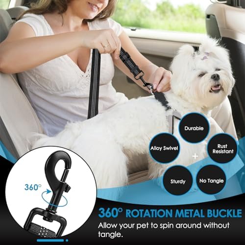 Lukovee Dog Seat Belt, 2 Pack, 3-in-1 Headrest & Seatbelt Clip & Latch