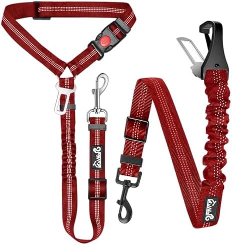 Lukovee Dog Seat Belt, 2 Pack, 3-in-1 Headrest & Seatbelt Clip & Latch