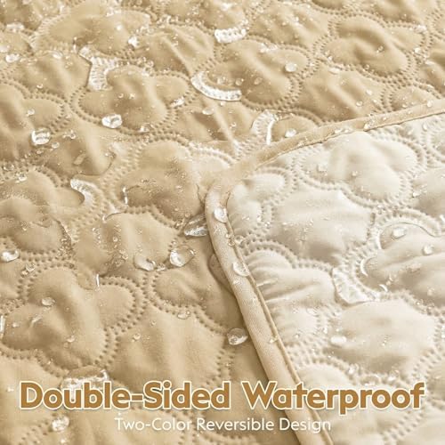 FunFurry Waterproof Dog Blanket, Couch Cover for Dogs Washable, Reversible Dog Bed Cover, Couch Furniture Protector. (Dark＆Light Beige, 30 X 70 Inch - 1 Pack)