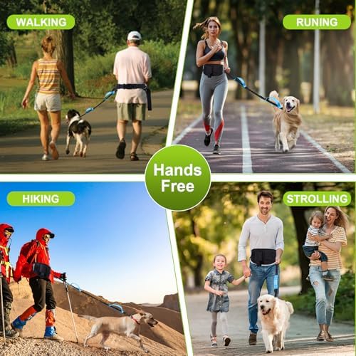 Hands Free Dog Leash, Waist Leash for Dog Walking, Running, Jogging (Blue)