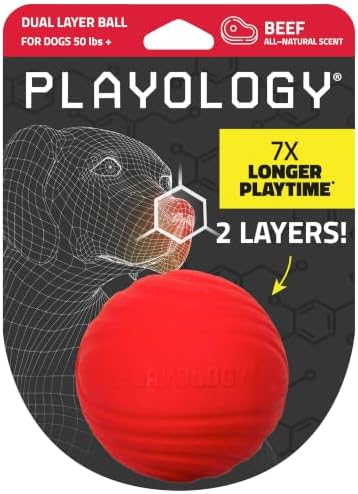 Playology Durable Large Dual Layer Dog Ball - Jumbo, Beef Scent