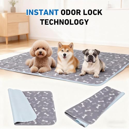 Puppy Pads with Pheromones, Washable Puppy Pee Pads for Dogs,Reusable Puppy Pads Washable for Dogs & Cats, Washable,Durable Leak-Proof & Anti-Slip Pet Training Pads for Home & Trave(Gray,S)