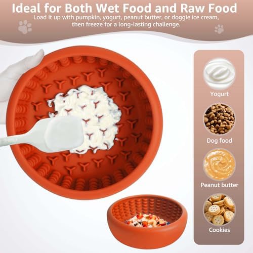 Dog Slow Feeder Lick Bowl, Freeze Lick Mat with Suction Cup
