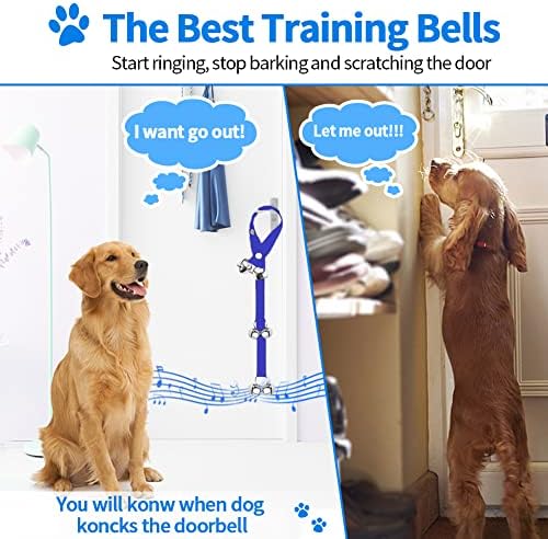 2 Pack Dog Doorbells, Pet Training Bells for Go Outside Potty Training and Communication Device Large Loud Dog Bell Cat Puppy Interactive Toys Adjustable Strap Door Bell