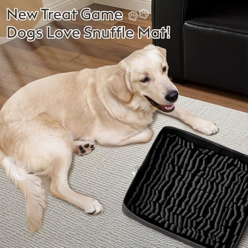 FunFurry Snuffle Mat for Dogs, Dog Puzzle Mat, Interactive Dog Toys for Enrichment,Sniff Mats with Non-Slip Backing,Suitable for Breeds and Sizes of Dogs (Black, 17" X 15")