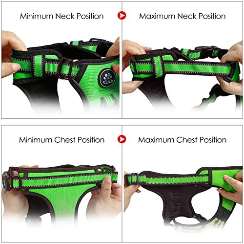 NESTROAD No Pull Dog Harness,Adjustable Oxford Dog Vest Harness with Leash,Reflective No-Choke Pet Harness with Easy Control Soft Handle for Small Dogs(Small,FluorescentGreen)