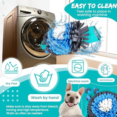 25" Dog Snuffle Mat - Interactive Dog Puzzle Toys for Enrichment - Large Slow Feeder Foraging Mat for Brain Games & Nosework Training - Washable Pet Sniff Mat with Easy to Carry Handle