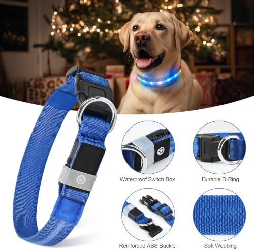 LED Dog Collar, RGB Light Up Dog Collar USB Rechargeable 6 Modes