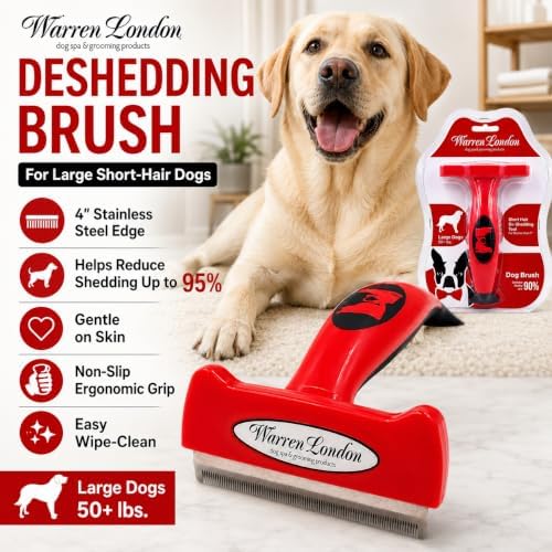 Warren London Deshedding Brush for Large Short Hair Dogs, 4 Inch