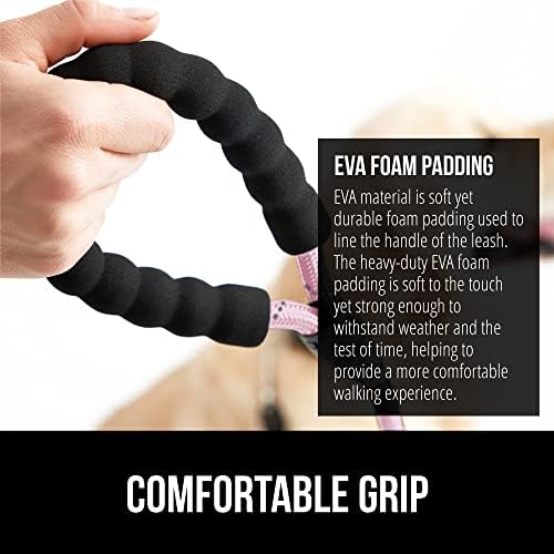 GORILLA GRIP Dog Leash, Heavy Duty Reflective Rope for 105lb Dogs, Pink