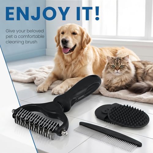 Double‑Sided Undercoat Rake, Deshedding Dematting Tools for Dogs and Cats