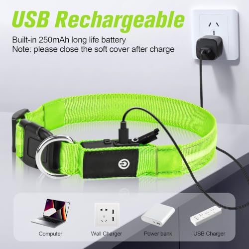 LED Dog Collar, RGB Light Up Dog Collar USB Rechargeable 6 Modes