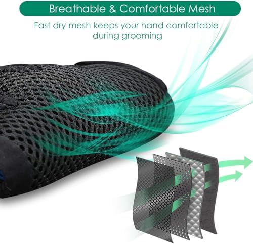 Pet Hair Removal Glove with 255 Silicone Tips for Dogs & Cats, Right Green