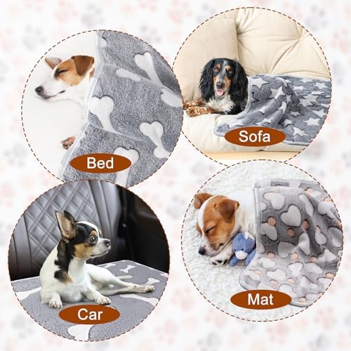 1 Pack 3 Blankets for Dog Puppy Cat (Small 23x16'', Star, Bone, Love)