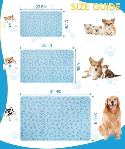 Upgraded Dog Cooling Mat for Dogs& Cats,Ice Silk Self Cooling Mat for Dogs(Q-Max>0.5),Washable Breathable Non-Slip Summer Dog Bed Mats for Crate Car Sofa Indoor Outdoor,Light Blue 35.4×27.5in