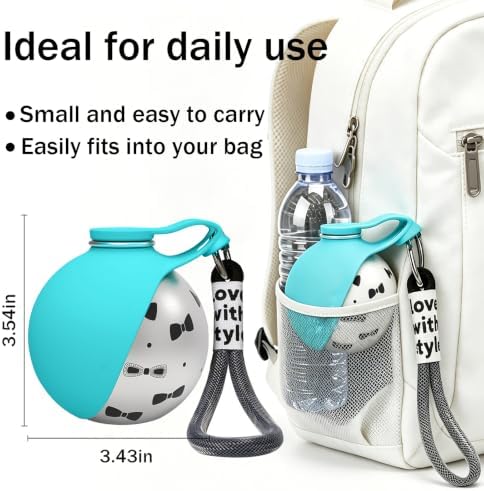 Portable Dog Water Bottle, Flip-Top Silicone Bowl Design, Insulated Hot & Cold Retention Material, One-Hand Leakproof Use, Perfect for Walking & Hiking, 10oz (Blue, Printing)