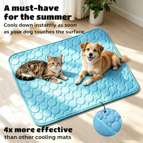Dog Cooling Mat, Foldable & Washable Portable Pet Coolings Pad for Dogs & Cats Sleeping Mat for Home & Outdoor, Soft Ice Silk Pet Self-Chill Pad, Portable Dog Cool Bed，Pink：XL