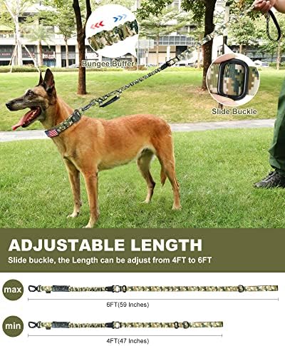 Hotsky Tactical Bungee Shock Absorbing No Pull Dog Leash,Blue Camo,4-6FT