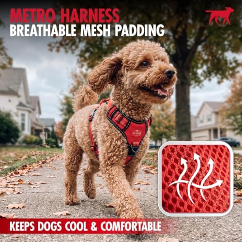 Tuff Pupper No Pull Easy Walk Dog Harness | Heavy Duty Pet Vest | Front & Back Leash Clips | Strong Safety Handle | Reflective Anti Pull Vest | Comfortable Padded Escape Proof Harness (Small, Pink)